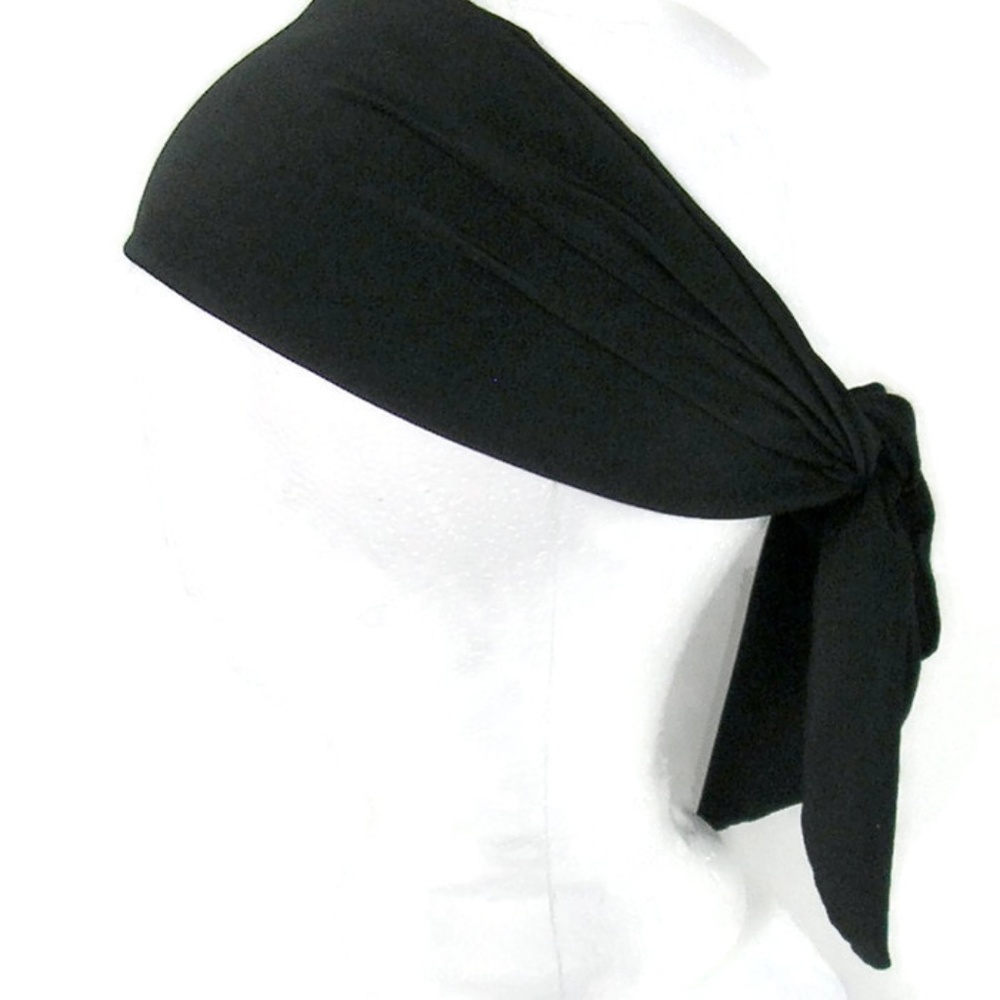 Black Lycra Headwrap Unisex Black Lycra  Headband